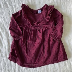 Old Navy Burgundy Polka Dot Long Sleeve Dress Size 12-18 Months